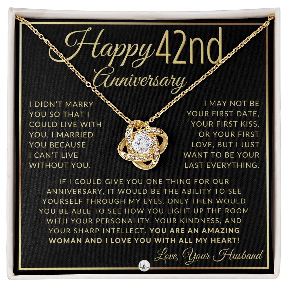 42nd Anniversary Gift For Wife - Beautiful Women's Pendant Necklace + Heartfelt Anniversary Message - Liliana and Liam