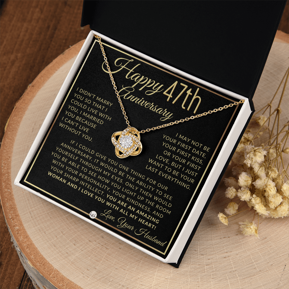 47th Anniversary Gift For Wife - Beautiful Women's Pendant Necklace + Heartfelt Anniversary Message