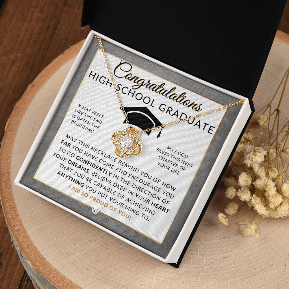 Graduation Gifts For High School Girl - Beautiful Necklace + HS Graduation Message - Graduation Party Gift Idea For Her