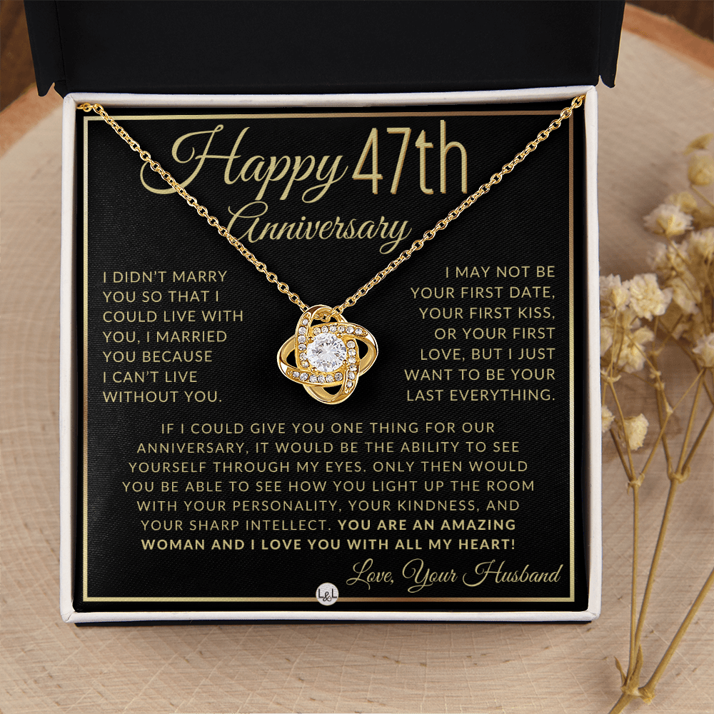 47th Anniversary Gift For Wife - Beautiful Women's Pendant Necklace + Heartfelt Anniversary Message