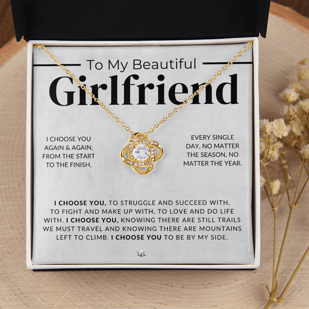 My Beautiful Girlfriend - I Choose You - Thoughtful and Romantic Gift for Her - Soulmate Necklace - Christmas, Valentine's