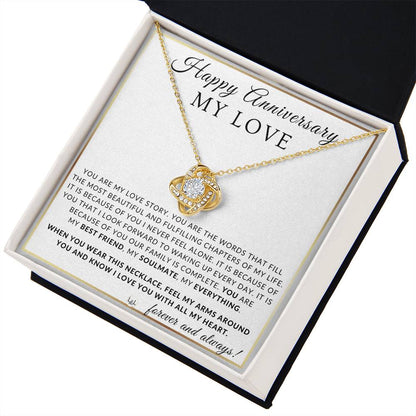 Anniversary Gift For Your Wife, Girlfriend or Fiancée - My Love Story - Beautiful Women's Pendant Necklace + Heartfelt Anniversary Message - Liliana and Liam
