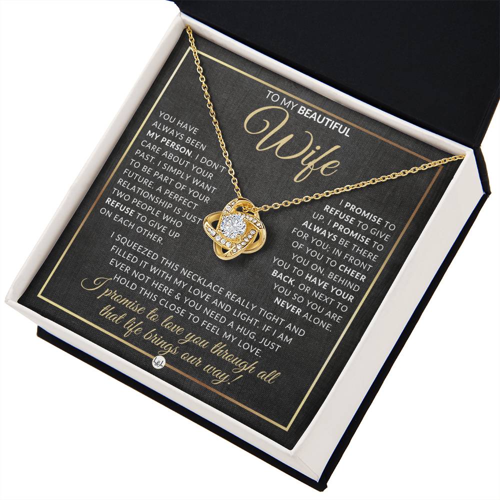 For My Beautiful Wife - Pendant Necklace - Sentimental and Romantic Christmas Gift, Valentine's Day, Birthday or Anniversary Present