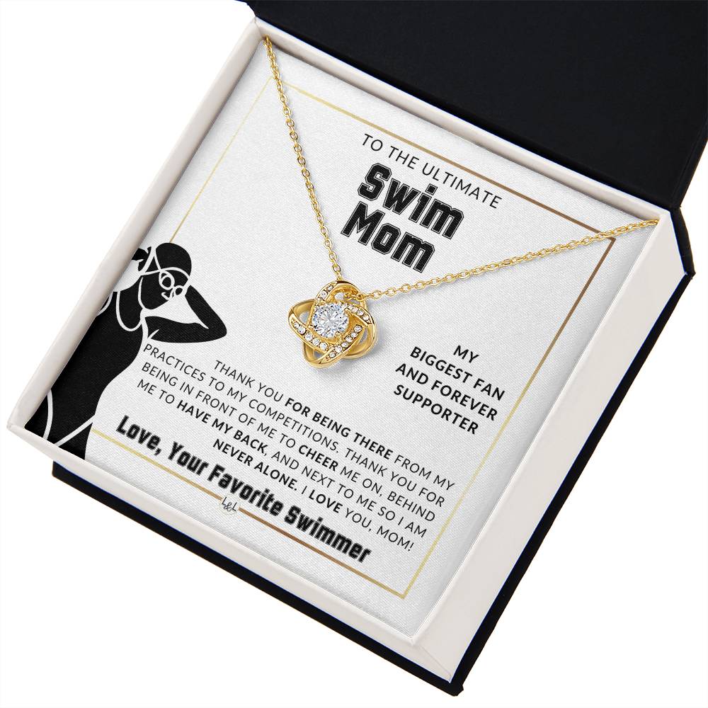 Swim Mom, From A Girl Swimmer - Knot Pendent Necklace - Gift For Sports Mom - Liliana and Liam