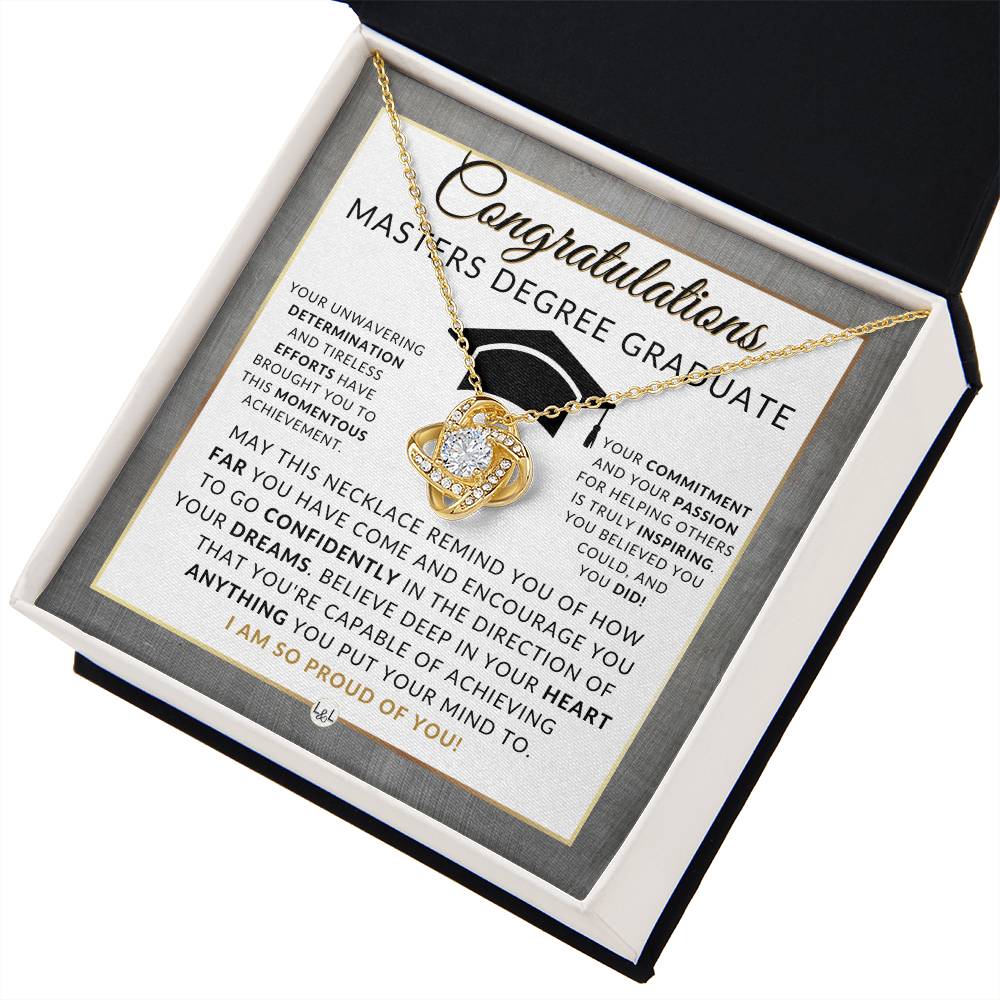 Graduate Graduation Gift Idea For Her For Masters Degree Graduate -  Master's Graduation Gift For Her - Pendant Necklace + Heartfelt Message