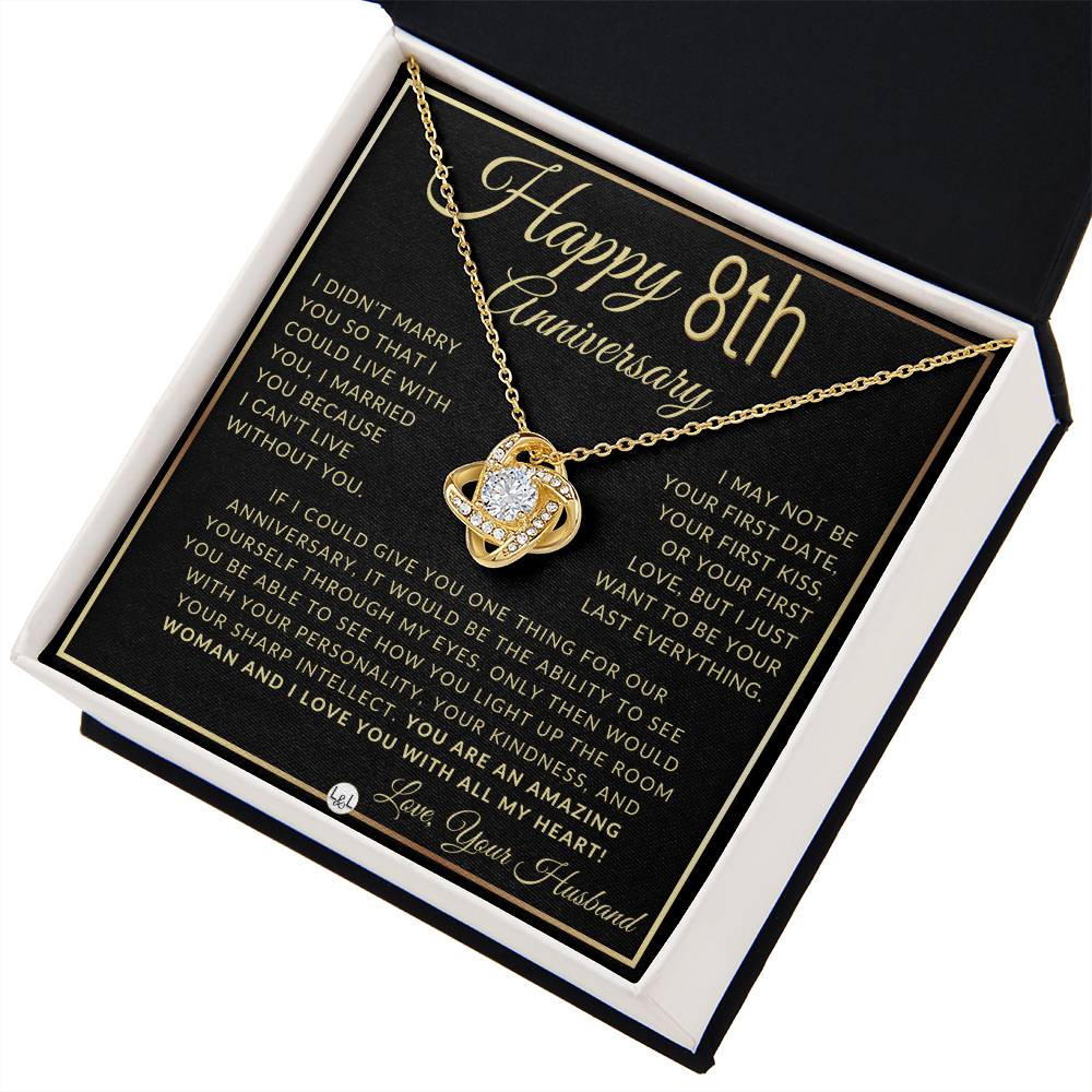 8th Anniversary Gift For Wife - Beautiful Women's Pendant Necklace For Your Wife + Heartfelt Message For Her