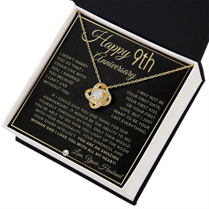 9th Anniversary Gift For Wife - Beautiful Women's Pendant Necklace + Heartfelt Anniversary Message For Her - Liliana and Liam