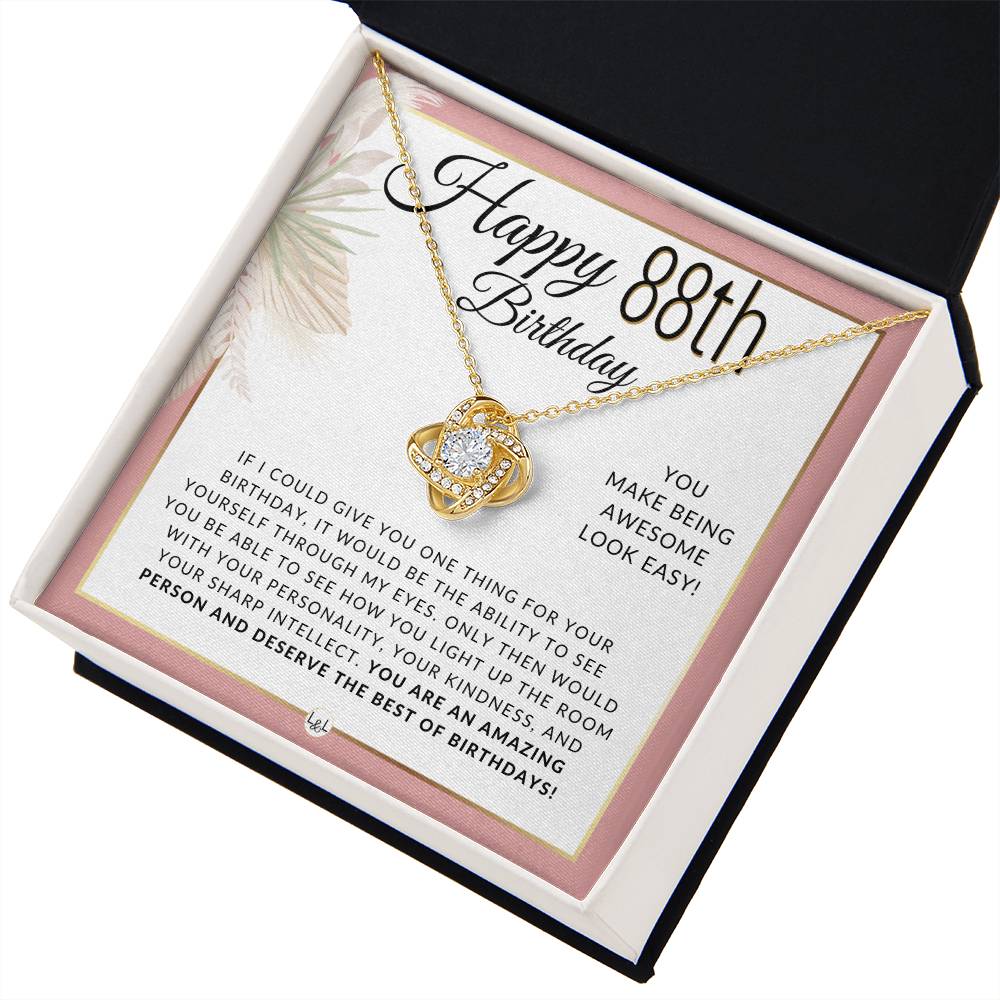 88th Birthday Gift For Her - Necklace For 88 Year Old Birthday - Beautiful Women's Birthday Pendant + Heartfelt Birthday Message - Liliana and Liam