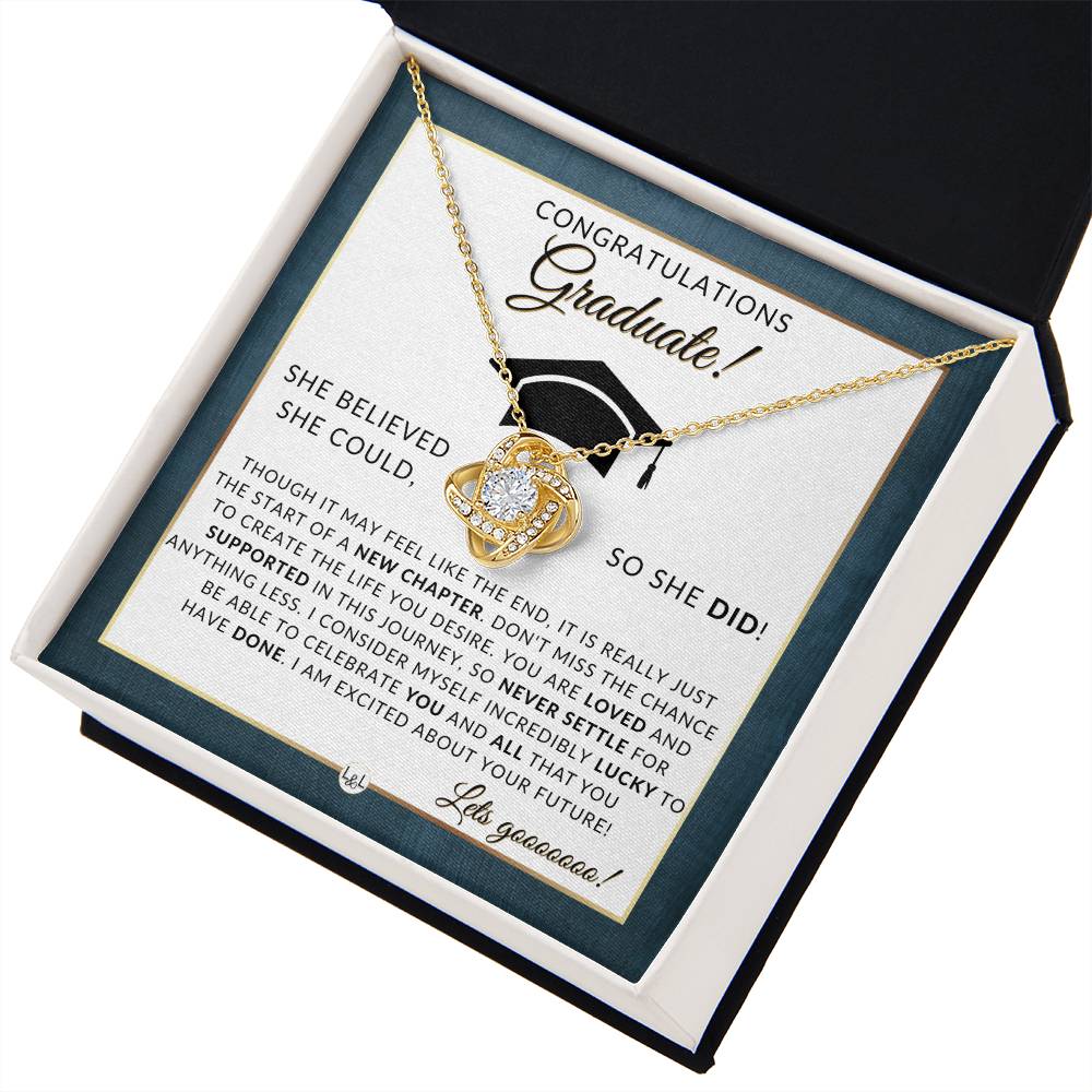 2024 Graduation Party Gift For Her - Beautiful Necklace + Heartfelt Graduation Message - 2024 Graduation Gift Idea For Her - Liliana and Liam