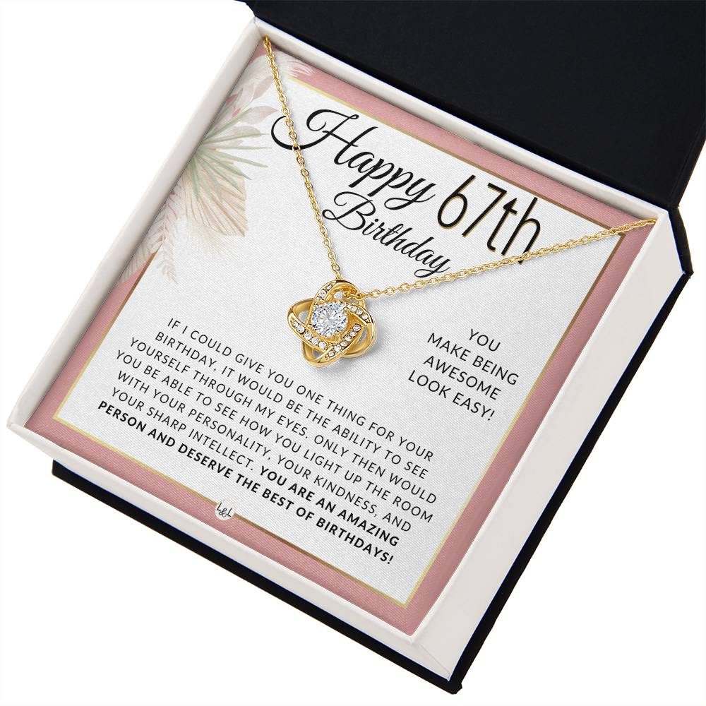 67th Birthday Gift For Her - Beautiful Women's Pendant Necklace + Heartfelt Birthday Message For Her - Liliana and Liam