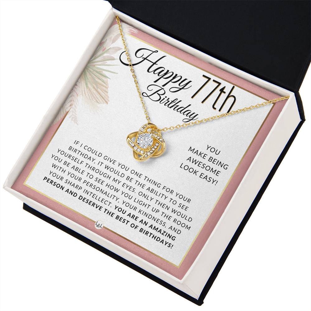 77th Birthday Gift For Her - Necklace For 77 Year Old Birthday - Beautiful Woman's Pendant Jewelry - Great Birthday Idea For Her - Liliana and Liam