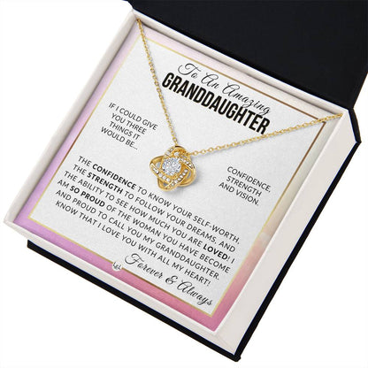 Granddaughter Gift - Forever and Always - Pendant Necklace+ Sentimental Keepsake Message - Great Christmas Gift, Birthday Present or Graduation Surprise