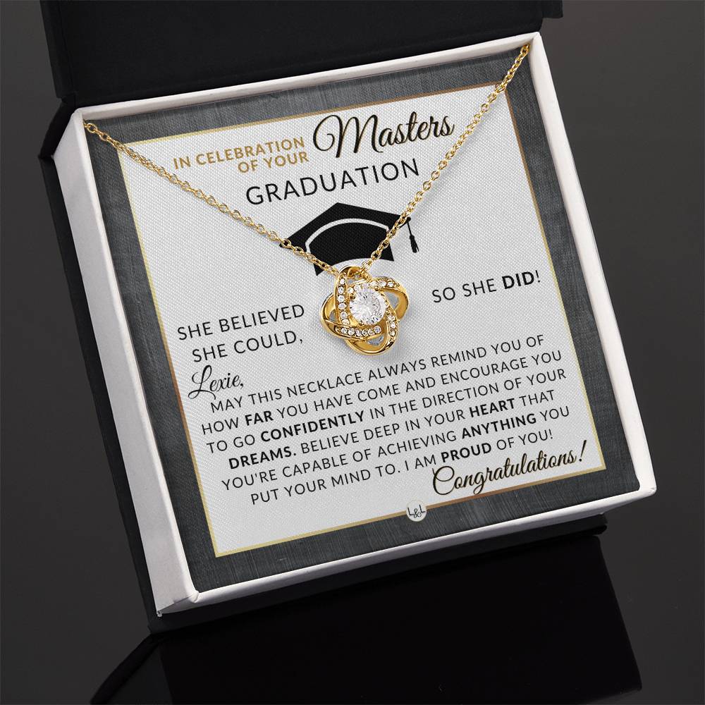 Master's Graduation Gift For Her - Meaningful Milestone Necklace - Personalized Grad School Graduation Gift Idea For A Woman