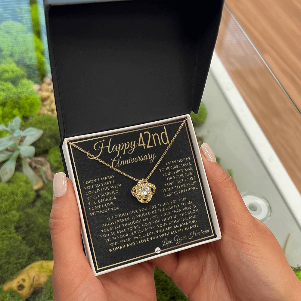 42nd Anniversary Gift For Wife - Beautiful Women's Pendant Necklace + Heartfelt Anniversary Message - Liliana and Liam