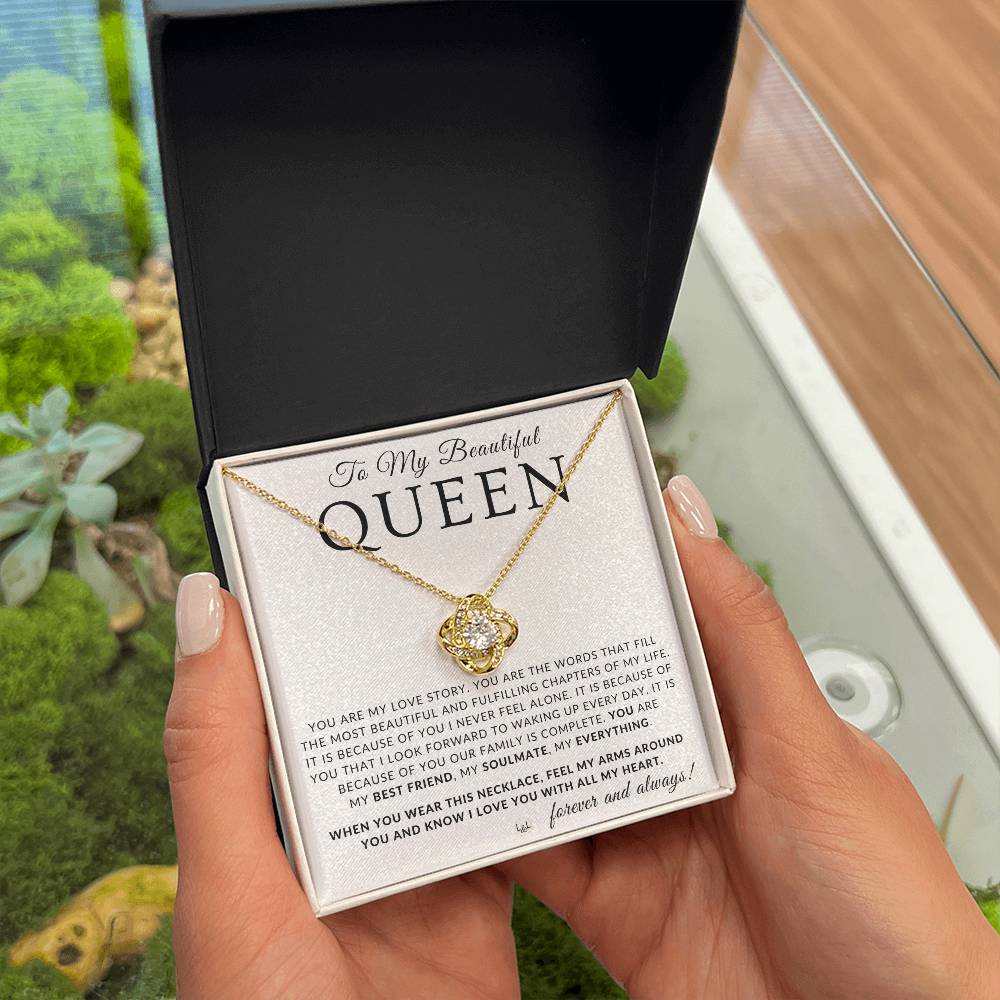 Thoughtful Gift For Her - My Queen - Beautiful Women's Pendant + Heartfelt Message - Perfect Christmas Gift, Valentine's Day, Birthday or Anniversary Present