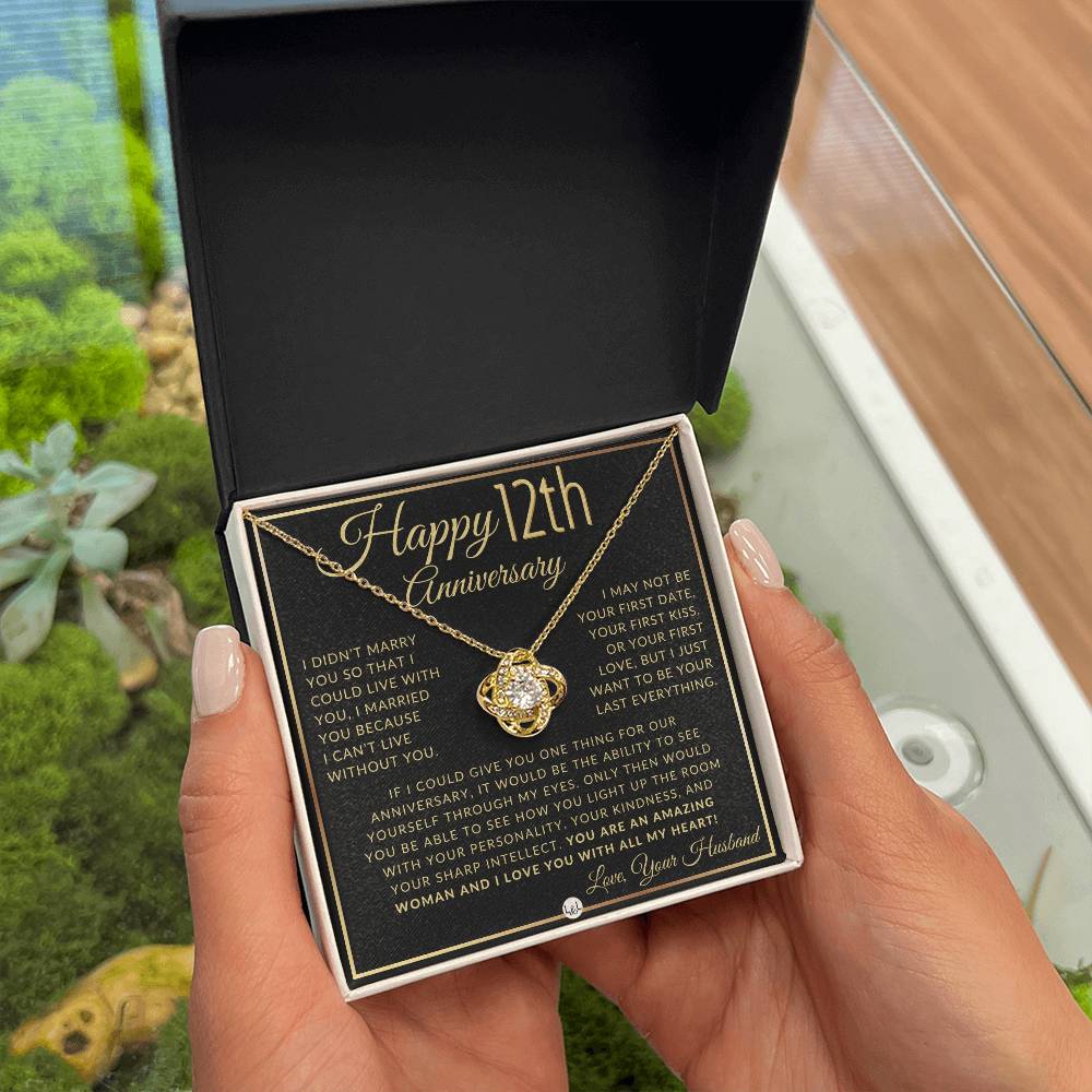 12th Anniversary Gift For Wife - Beautiful Women's Pendant Necklace + Heartfelt Anniversary Message - Liliana and Liam