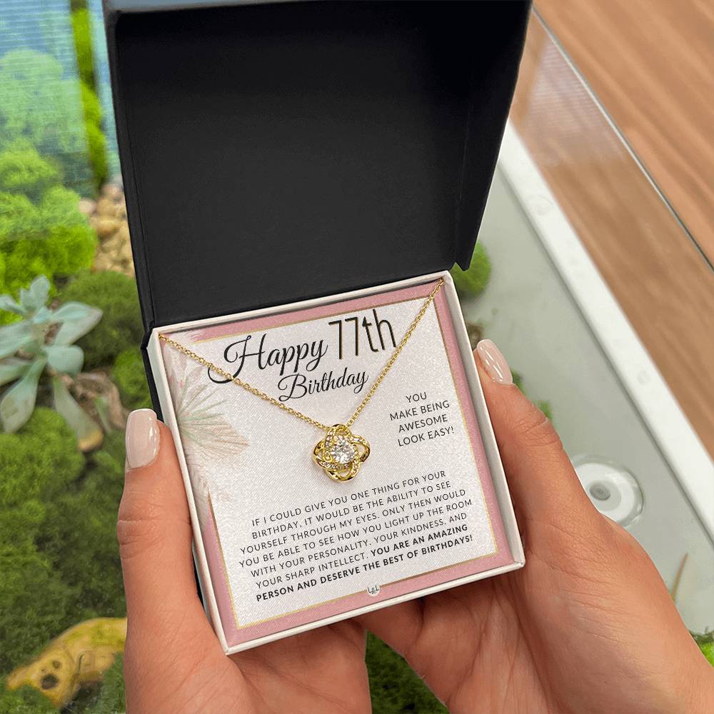 77th Birthday Gift For Her - Necklace For 77 Year Old Birthday - Beautiful Woman's Pendant Jewelry - Great Birthday Idea For Her - Liliana and Liam