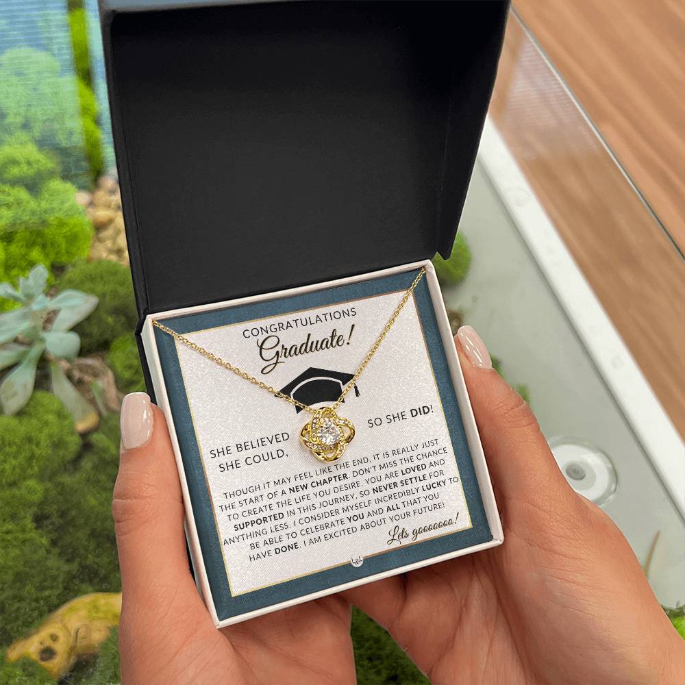 2024 Graduation Party Gift For Her - Beautiful Necklace + Heartfelt Graduation Message - 2024 Graduation Gift Idea For Her - Liliana and Liam