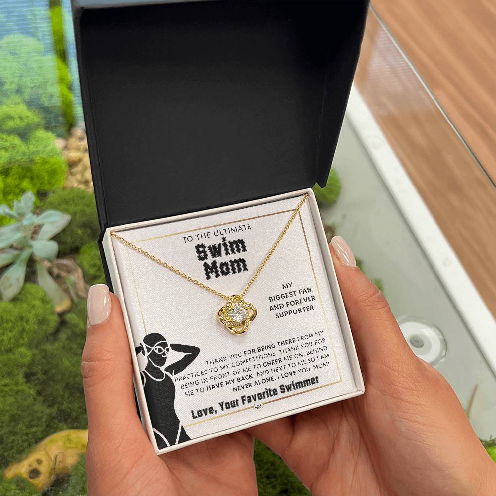 Swim Mom, From A Girl Swimmer - Knot Pendent Necklace - Gift For Sports Mom - Liliana and Liam