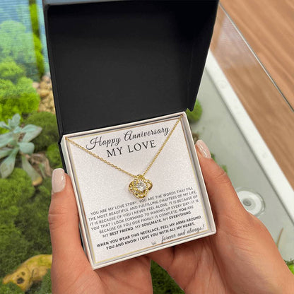 Anniversary Gift For Your Wife, Girlfriend or Fiancée - My Love Story - Beautiful Women's Pendant Necklace + Heartfelt Anniversary Message - Liliana and Liam