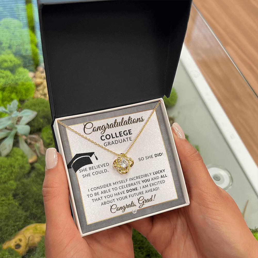 Graduation Gift For College Girl - Beautiful Women's Pendant + Sentimental Keepsake Message For New Grad - Perfect College Graduation Gift For Her - Great Gift For College Graduation Party - Liliana and Liam
