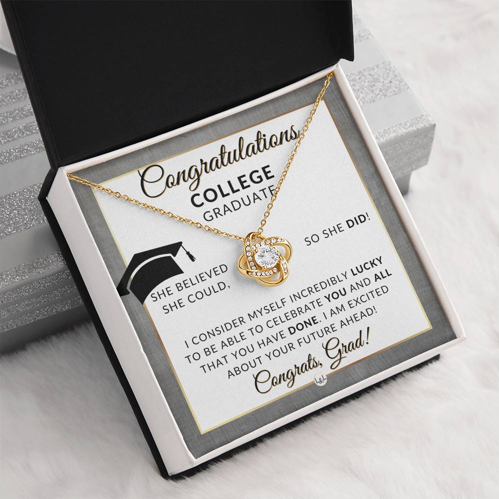 Graduation Gift For College Girl - Beautiful Women's Pendant + Sentimental Keepsake Message For New Grad - Perfect College Graduation Gift For Her - Great Gift For College Graduation Party - Liliana and Liam