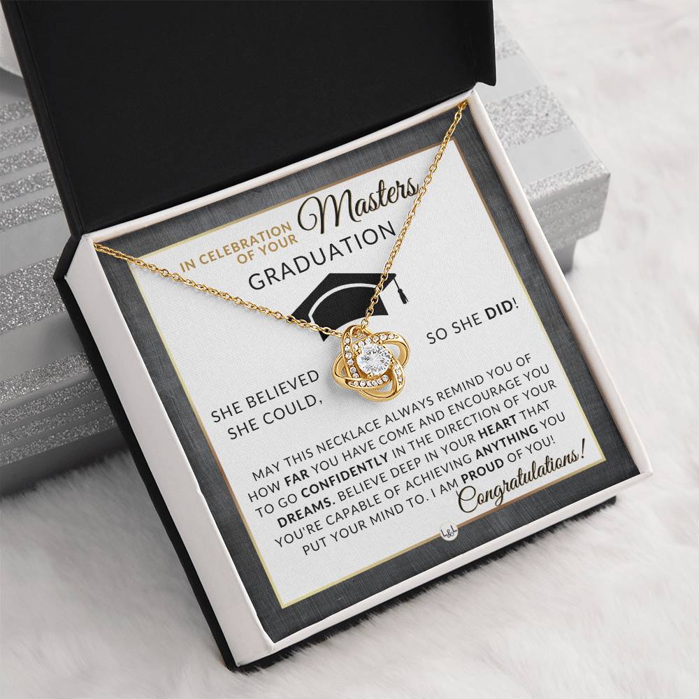 Master's Graduation Gift For Her - Women's Graduation Pendant Necklace + Heartfelt Graduation Message - Graduation Gift Idea For Her Master's Degree