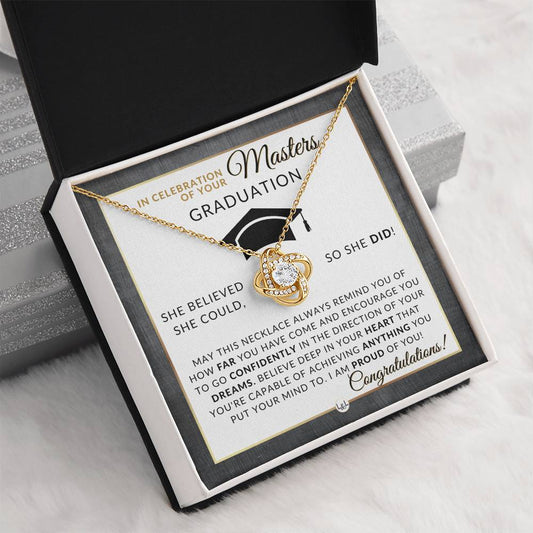 Master's Graduation Gift For Her - Women's Graduation Pendant Necklace + Heartfelt Graduation Message - Graduation Gift Idea For Her Master's Degree