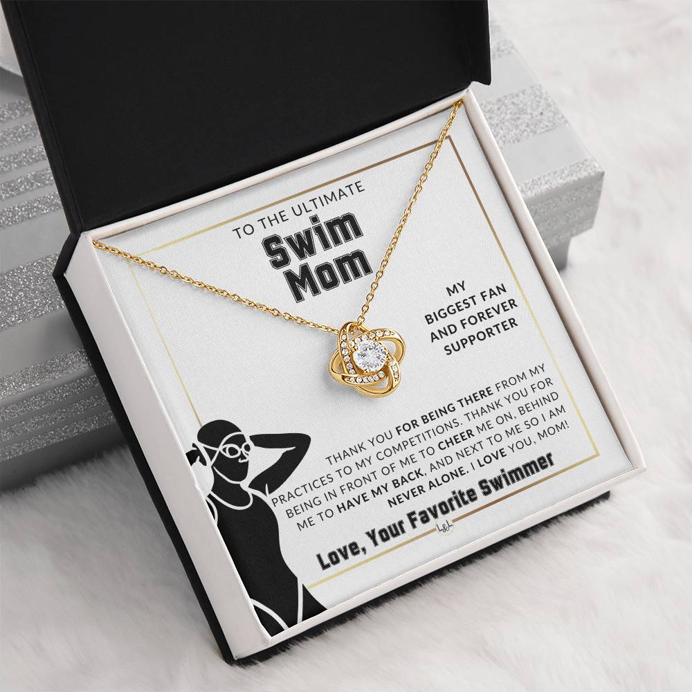 Swim Mom, From A Girl Swimmer - Knot Pendent Necklace - Gift For Sports Mom - Liliana and Liam