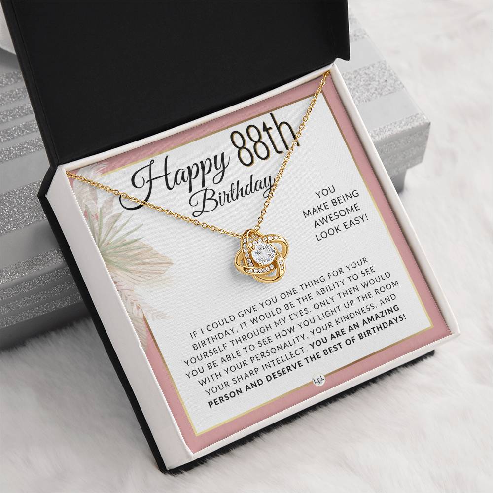 88th Birthday Gift For Her - Necklace For 88 Year Old Birthday - Beautiful Women's Birthday Pendant + Heartfelt Birthday Message - Liliana and Liam