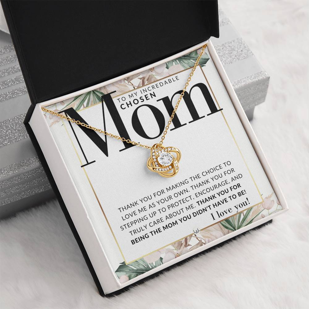 Chosen Mom Gift - Great Bonus Mom Gift For Mother's Day, Christmas, Her Birthday, or As An Encouragement Gift - Beautiful Women's Pendant Necklace + Heartfelt Message