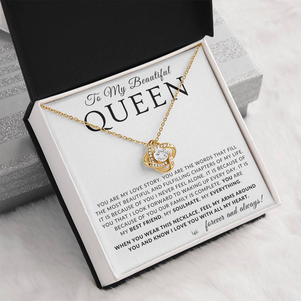 Thoughtful Gift For Her - My Queen - Beautiful Women's Pendant + Heartfelt Message - Perfect Christmas Gift, Valentine's Day, Birthday or Anniversary Present