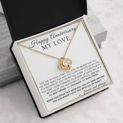 Anniversary Gift For Your Wife, Girlfriend or Fiancée - My Love Story - Beautiful Women's Pendant Necklace + Heartfelt Anniversary Message - Liliana and Liam