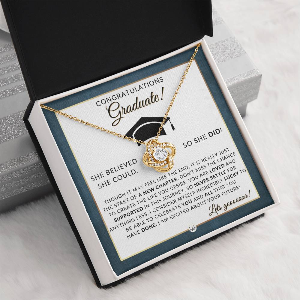 2024 Graduation Party Gift For Her - Beautiful Necklace + Heartfelt Graduation Message - 2024 Graduation Gift Idea For Her - Liliana and Liam
