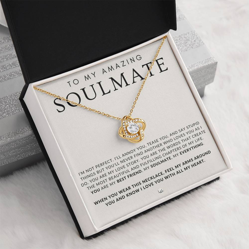 Sentimental Gift For My Soulmate - Beautiful Women's Pendant + Heartfelt Message - Perfect Christmas Gift, Valentine's Day, Birthday or Anniversary Present