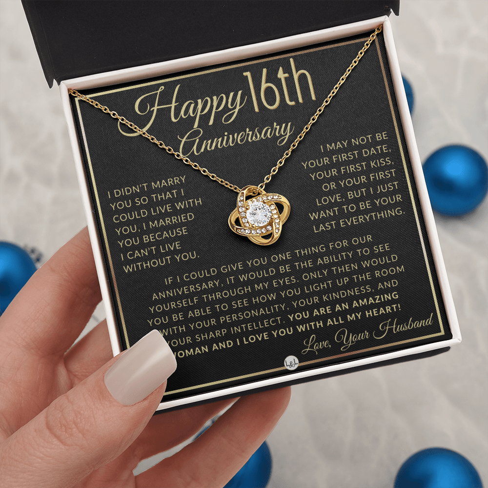 16th Anniversary Gift For Wife - Beautiful Women's Pendant Necklace + Heartfelt Anniversary Message - Liliana and Liam
