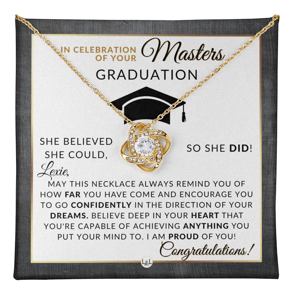 Master's Graduation Gift For Her - Meaningful Milestone Necklace - Personalized Grad School Graduation Gift Idea For A Woman