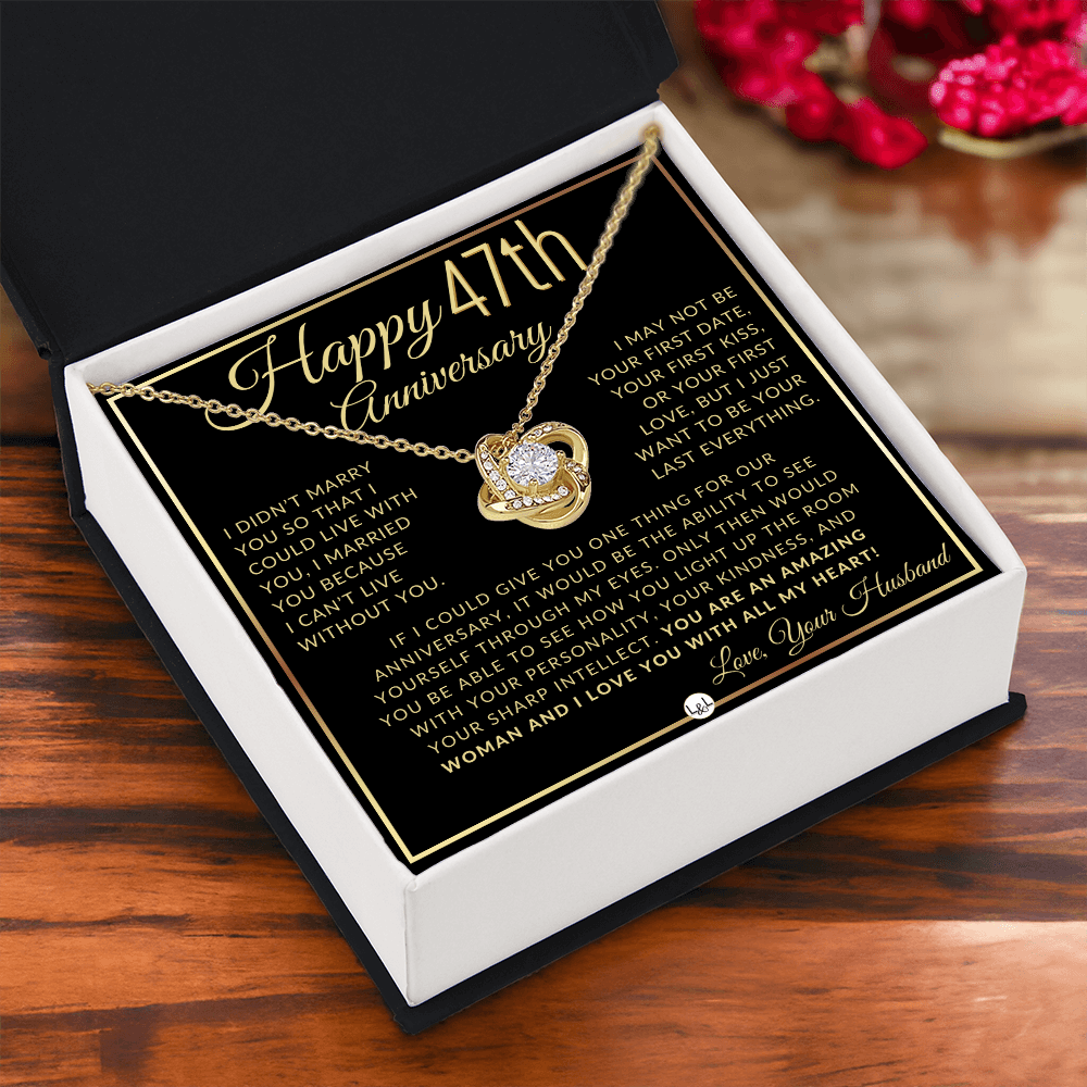 47th Anniversary Gift For Wife - Beautiful Women's Pendant Necklace + Heartfelt Anniversary Message
