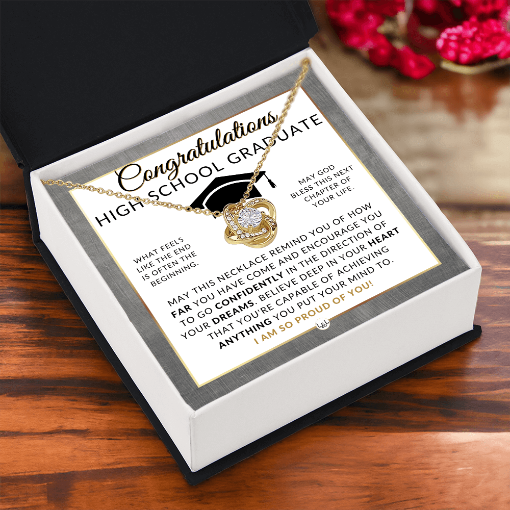 Graduation Gifts For High School Girl - Beautiful Necklace + HS Graduation Message - Graduation Party Gift Idea For Her