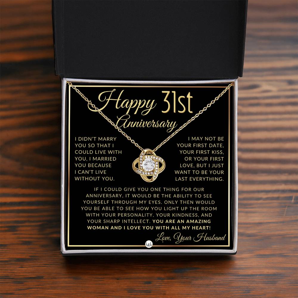 31st Anniversary Gift For Wife - Beautiful Women's Pendant Necklace For Your Wife + Heartfelt Message - Liliana and Liam