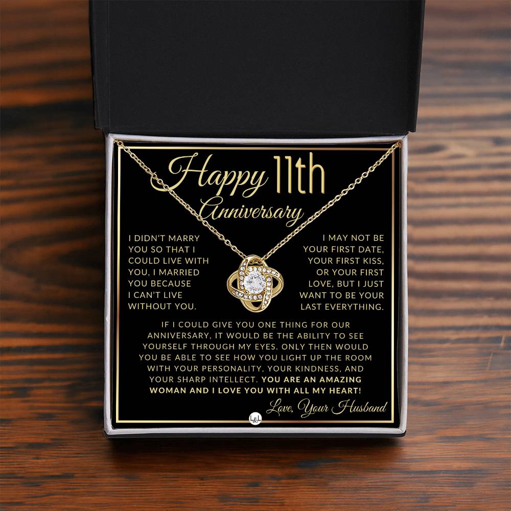 11th Anniversary Gift For Wife - Beautiful Women's Pendant Necklace For Your Wife + Heartfelt Message - Liliana and Liam