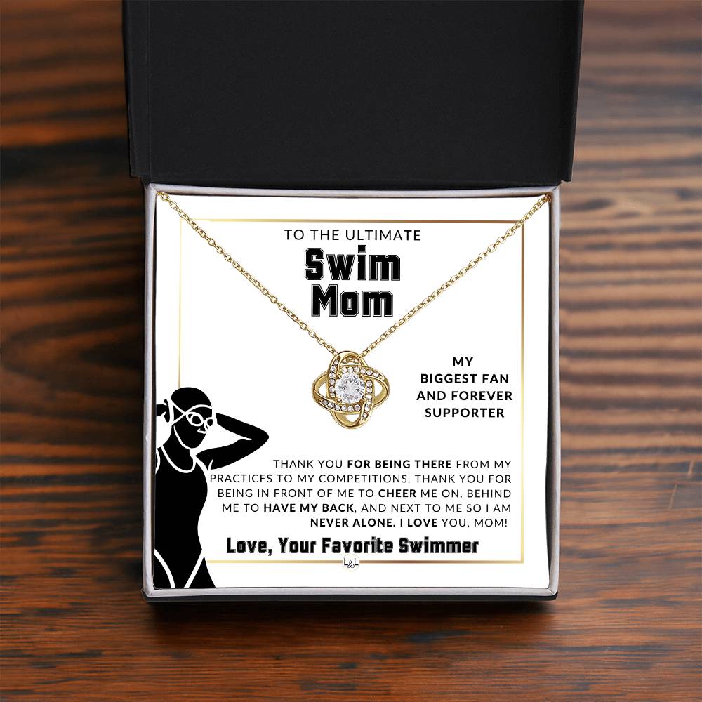 Swim Mom, From A Girl Swimmer - Knot Pendent Necklace - Gift For Sports Mom - Liliana and Liam