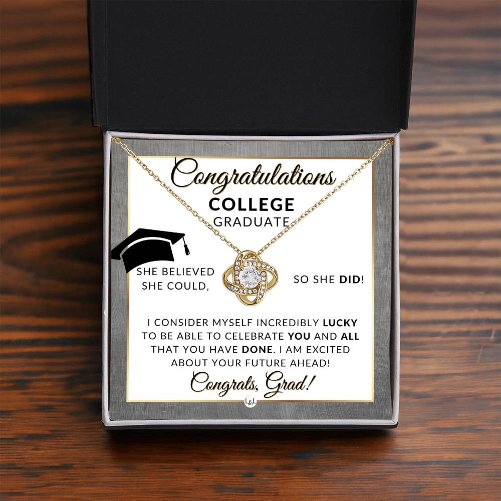 Graduation Gift For College Girl - Beautiful Women's Pendant + Sentimental Keepsake Message For New Grad - Perfect College Graduation Gift For Her - Great Gift For College Graduation Party - Liliana and Liam