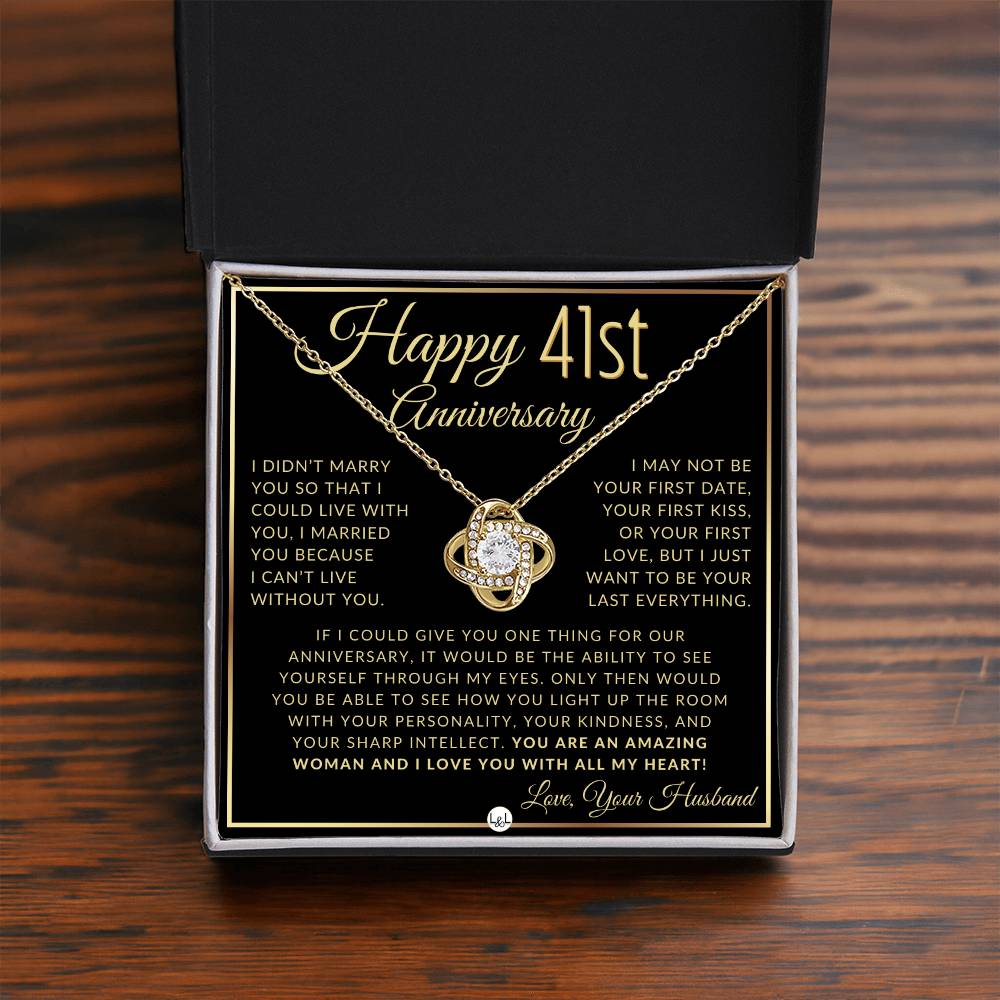 41st Anniversary Gift For Wife - Beautiful Women's Pendant Necklace + Heartfelt Anniversary Message - Liliana and Liam