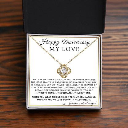 Anniversary Gift For Your Wife, Girlfriend or Fiancée - My Love Story - Beautiful Women's Pendant Necklace + Heartfelt Anniversary Message - Liliana and Liam