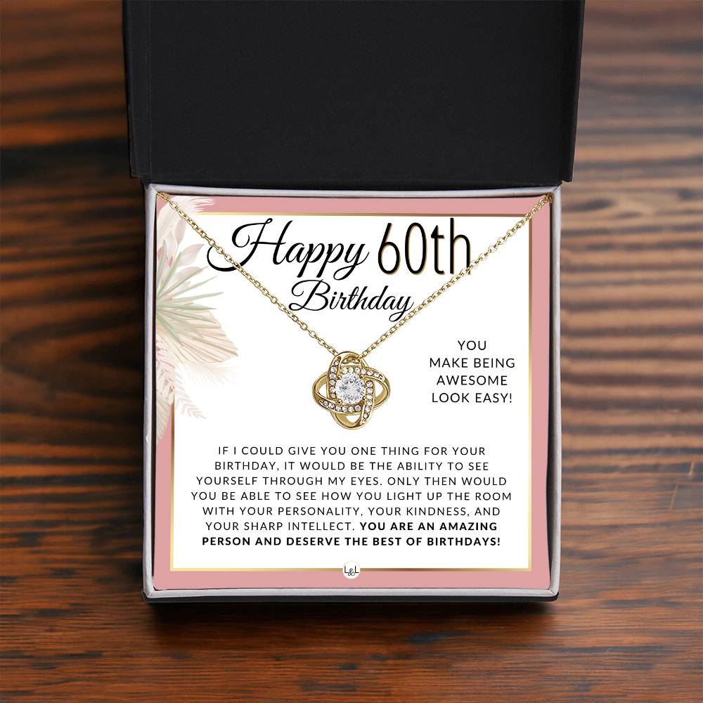 60th Birthday Gift For Her - Necklace For 60 Year Old Birthday - Beautiful Women's Birthday Pendant Necklace + Heartfelt Message - Liliana and Liam