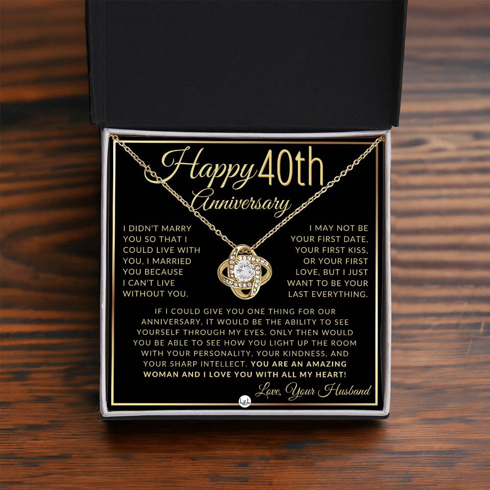 40th Anniversary Gift For Wife - Beautiful Women's Pendant Necklace + Heartfelt Anniversary Message - Liliana and Liam