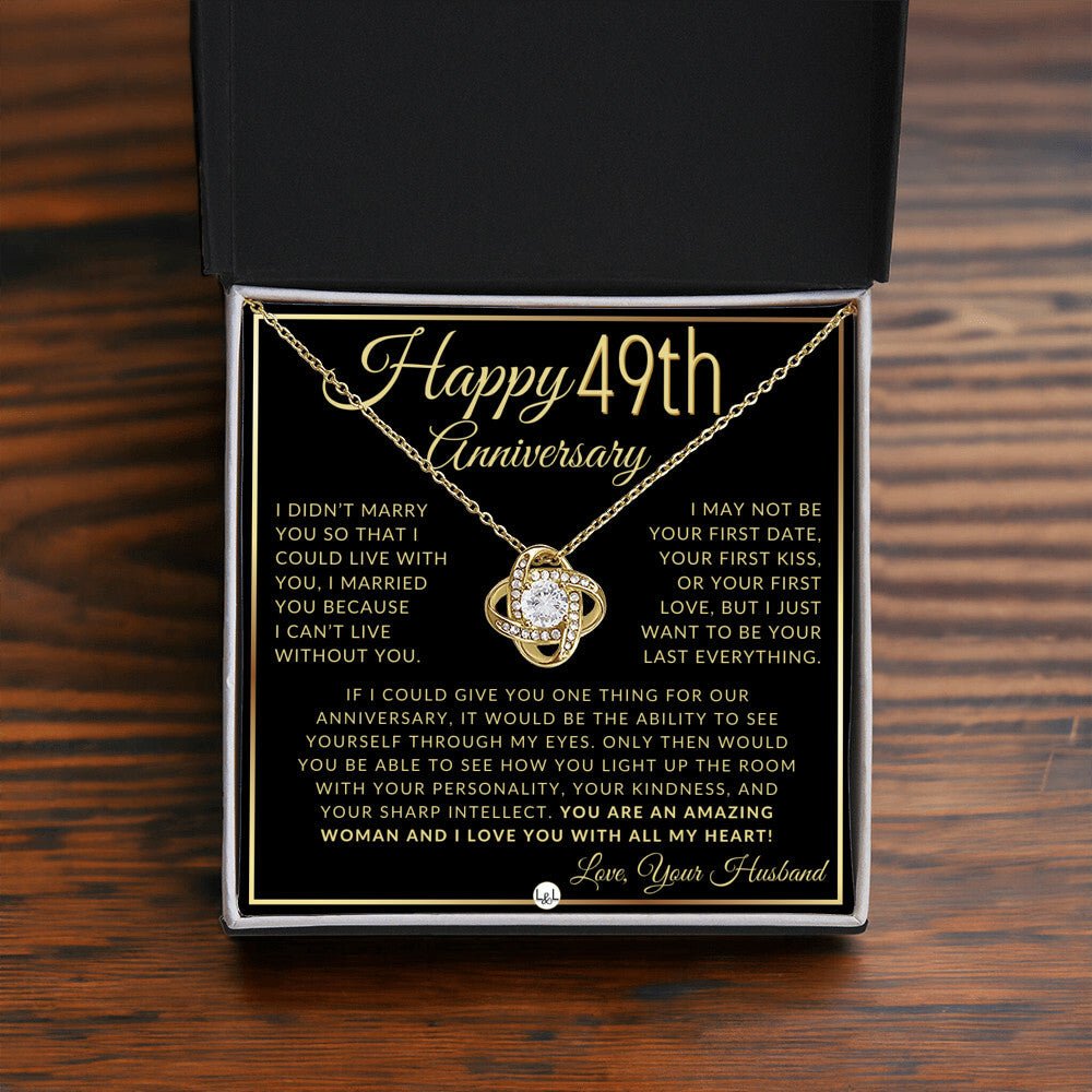 49th Anniversary Gift For Wife - Beautiful Women's Pendant Necklace + Heartfelt Anniversary Message - Liliana and Liam