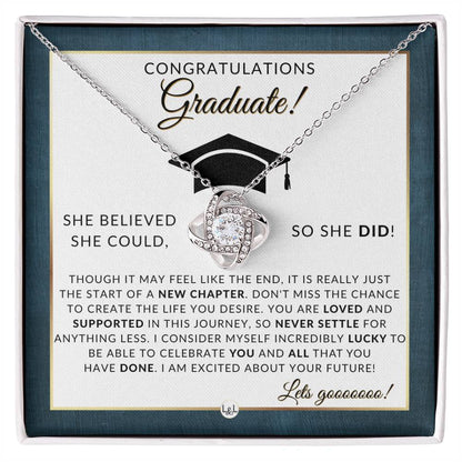 Graduation Party Gift Idea For Her - Beautiful Necklace + Heartfelt Graduation Message - Graduation Gifts For Her - Liliana and Liam