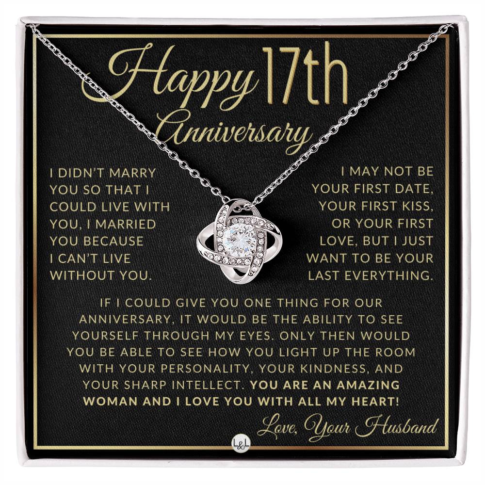 17th Anniversary Gift For Wife - Pendant Necklace + Heartfelt Anniversary Message For Her - Liliana and Liam